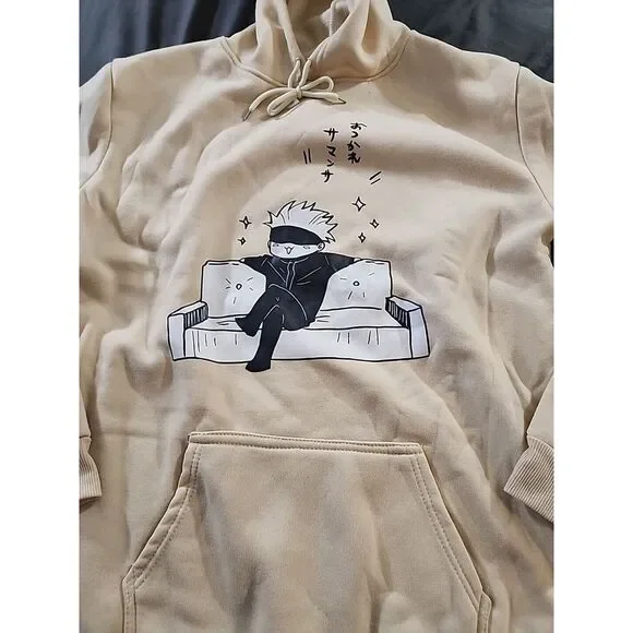 Jujutsu Kaisen hoodie women men Harajuku Sweatshirt Print 2021 XL Beige - Picture 2 of 7